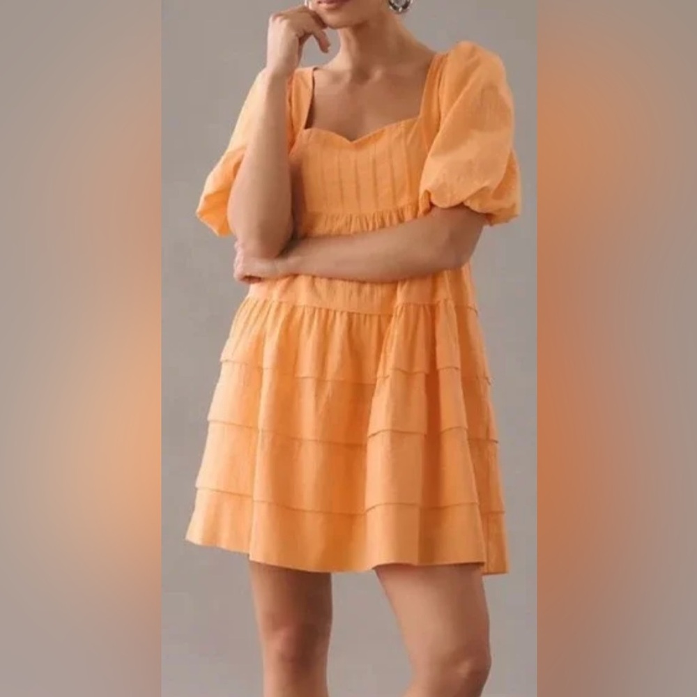 Anthropologie Vibrant Orange Dress